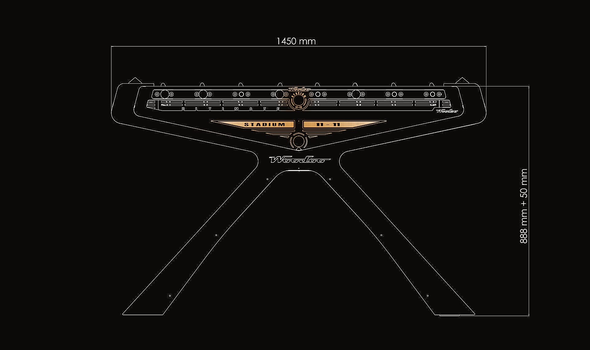 Stadium 11-11 front elevation technical drawing